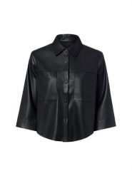 Opus bluzka ze sztucznej skóry Kobiety czarny, 38. Czarne bluzki damskie Opus, bez wzorów, ze skóry, eleganckie, bez kołnierzyka, bez ramiączek. Za 449.95 zł.