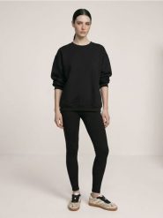 Bawełniane legginsy w prążek - czarny. Czarne legginsy sportowe damskie Sinsay, l, bez wzorów, z bawełny, na fitness i siłownię. Za 29.99 zł.