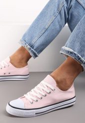 Różowe Trampki w Klasycznym Stylu z Niską Cholewką Doriabel. Czerwone obuwie sportowe damskie Renee, bez wzorów, z gumy. Za 29.99 zł.
