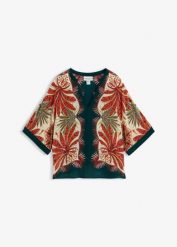 Bluzka w stylu tuniki z delikatnej mieszanki jedwabiu. Czerwone bluzki damskie bonprix, bez wzorów, bez kołnierzyka, bez ramiączek. Za 99.99 zł.