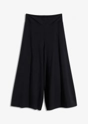 Spodnie culotte z mieszanki wiskozy. Czarne spodnie materiałowe damskie bonprix, bez wzorów, z wiskozy. Za 74.99 zł.