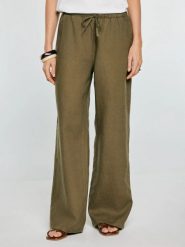 Spodnie damskie wide lniane khaki Medisa 303. Zielone spodnie materiałowe damskie Big Star, l, bez wzorów, z denimu. Za 249.99 zł.