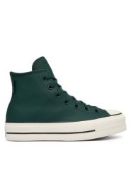 Converse Trampki Chuck Taylor All Star Lift Platform Water-Repellent A18393C Zielony ciemny. Zielone trampki i tenisówki damskie Converse, bez wzorów, ze skóry, retro, bez zapięcia. Za 449.99 zł.