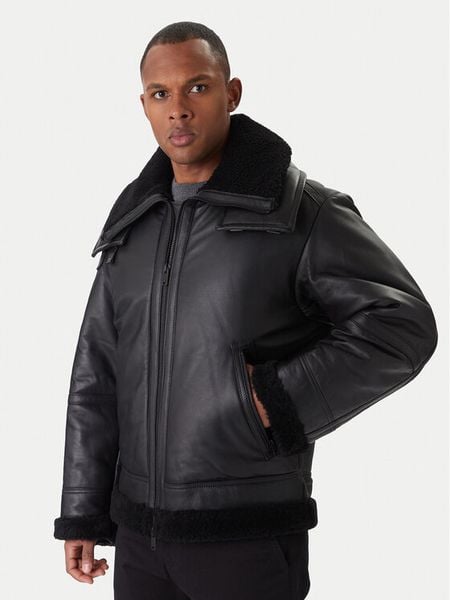 BOSS Kurtka skórzana Joglaci 50547560 Czarny Relaxed Fit. Czarne kurtki męskie Boss, m, bez wzorów, ze skóry, bez kaptura. Za 3,969.00 zł.