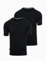 Zestaw męskich t-shirtów z okrągłym dekoltem - czarna V5 - Rozmiar: XL. Czarne t-shirty męskie Ombre Clothing, m, bez wzorów, z bawełny, bez kołnierzyka. W wyprzedaży za 89.99 zł.