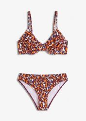 Bikini na fiszbinach (2 części) z wysokim wycięciem nogawek. Fioletowe bikini damskie bonprix, bez wzorów. Za 179.99 zł.