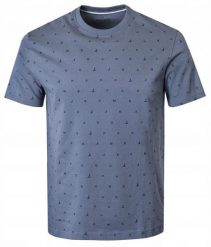 Męska Koszulka (T-Shirt) - Pako Jeans - Niebiesko-Stalowa, Drobne Literki. Niebieskie t-shirty męskie Pako Jeans, l, bez wzorów, z bawełny, casualowe, bez kołnierzyka. Za 79.00 zł.