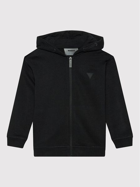 Guess Bluza L2YQ44 KAIJ1 Czarny Regular Fit. Czarne bluzy dla chłopców Guess, z aplikacjami, z bawełny, bez ramiączek, bez kaptura. Za 139.99 zł.