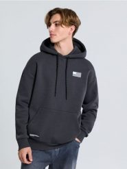 Bluza z nadrukiem na plecach NASA - szary. Szare bluzy męskie Sinsay, l, bez wzorów, bez kaptura. Za 69.99 zł.