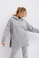 BLUZA LONI SZARY MELANŻ One size - Flawless. Szare bluzy damskie Flawless, bez wzorów, z bawełny, bez kaptura. Za 370.00 zł.