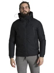 Miejska męska kurtka z kapturem. Czarne kurtki męskie LEONE 1947 APPAREL, na zimę, m, z aplikacjami, z puchu, z kapturem. Za 273.61 zł.