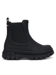 Tommy Hilfiger Botki T3X5-34130-1355999 S Czarny. Czarne botki dziewczęce Tommy Hilfiger, z tworzywa sztucznego, bez zapięcia. Za 389.99 zł.