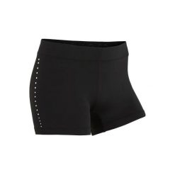 Spodenki czarne z kryształkami dla gimnastyczek sportowych 900. Czarne szorty sportowe damskie DOMYOS, l, bez wzorów, z elastanu, eleganckie, na jogę i pilates, climacool (adidas). Za 59.99 zł.