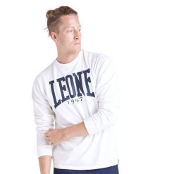 Koszulka na co dzień na siłownię. Białe koszulki sportowe męskie LEONE 1947 APPAREL, bez wzorów, z bawełny, bez kołnierzyka, bez ramiączek, na fitness i siłownię. Za 108.62 zł.