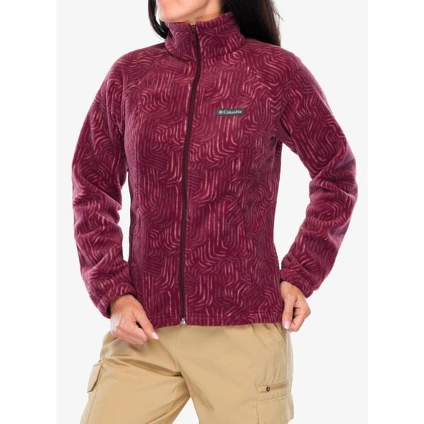 Bluza polarowa damska Columbia Benton Springs Printed Full Zip. Czerwone bluzy damskie Columbia, bez wzorów, z polaru, bez kaptura. Za 224.99 zł.