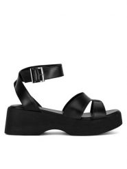 Lasocki Sandały WI23-NAGINA-05 Czarny. Czarne sandały damskie Lasocki, bez wzorów, ze skóry, bez obcasa, na koturnie, bez zapięcia. Za 159.99 zł.