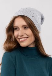 Czapka zimowa z kryształkami H-DIXIE. Szare czapki i kapelusze damskie Volcano, na zimę, bez wzorów, z dzianiny. Za 69.99 zł.