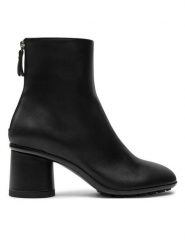 AGL Botki Curvy D245509PGSOFTY0000 Czarny. Czarne botki damskie AGL, ze skóry, bez obcasa, na słupku, bez zapięcia. Za 1,399.00 zł.