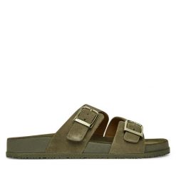 Klapki Tamaris. Brązowe klapki damskie Tamaris, bez wzorów, bez obcasa. Za 179.99 zł.