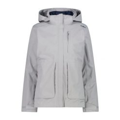 Kurtka puchowa z odpinanym kapturem dla kobiet CMP. Białe kurtki sportowe damskie CMP, bez wzorów, z puchu, trekkingowe. Za 670.60 zł.