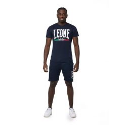 Koszulka z bawełna z sznurek regulacyjny na co dzień. Niebieskie buty sportowe męskie LEONE 1947 APPAREL, bez wzorów, z bawełny, bez kołnierzyka, bez ramiączek, na fitness i siłownię. W wyprzedaży za 124.20 zł.