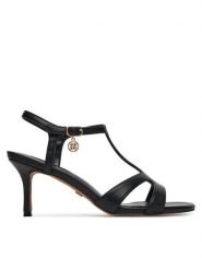 Nine West Sandały 22154A Czarny. Czarne sandały damskie Nine West, bez wzorów, z materiału, bez obcasa, na szpilce, bez zapięcia. Za 183.99 zł.