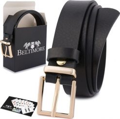 Beltimore Skórzany pasek damski do spodni sukienki czarna skóra nat 2,5 cm Beltimore O11 : Kolory - czarny, Rozmiar pasków - r.80-95 cm NoSize. Czarne sukienki damskie Beltimore, bez wzorów, ze skóry, bez kołnierzyka, bez ramiączek. Za 60.49 zł.