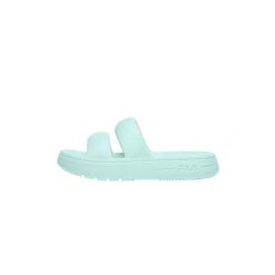 Klapki damskie Fila Superbubble. Niebieskie klapki damskie Fila, bez wzorów, sportowe, bez obcasa. W wyprzedaży za 78.00 zł.