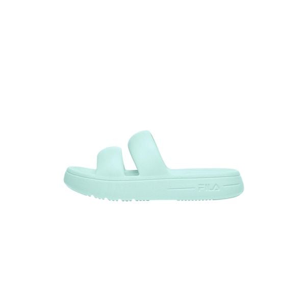 Klapki sportowe damskie Fila SUPERBUBBLE SLIDE WMN. Niebieskie klapki damskie Fila, bez wzorów, z materiału, eleganckie, bez obcasa. Za 78.00 zł.
