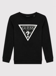 Guess Bluza J74Q10 KAUG0 Czarny Regular Fit. Czarne bluzy dla dziewczynek Guess, z aplikacjami, z bawełny, bez ramiączek, bez kaptura. Za 109.99 zł.