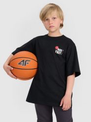 4F T-shirt oversize z nadrukiem chłopięcy - czarny 158 (12-13 lat). Czarne t-shirty dla chłopców 4f, bez wzorów, bez ramiączek. W wyprzedaży za 19.99 zł.