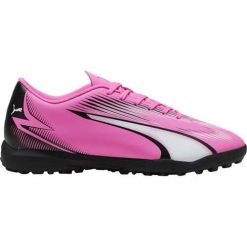 Buty piłkarskie męskie Puma Ultra Play. Czarne buty sportowe męskie Puma, z materiału, bez zapięcia, do piłki nożnej. Za 149.09 zł.