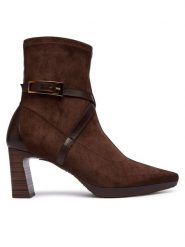 Hispanitas Botki HI265087 Brązowy ciemny. Brązowe botki damskie Hispanitas, ze skóry, bez obcasa, na słupku, bez zapięcia. Za 859.99 zł.