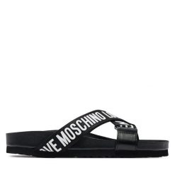 Klapki LOVE MOSCHINO. Białe klapki damskie Love Moschino, bez wzorów, bez obcasa. Za 669.99 zł.
