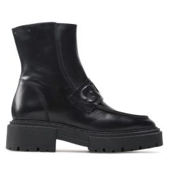 Botki Tamaris. Czarne botki damskie Tamaris, bez obcasa, na płaskiej podeszwie, bez zapięcia. Za 499.99 zł.