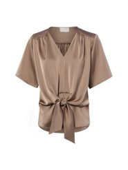 Neo Noir Satynowa bluzka Kobiety brązowy, 34. Brązowe bluzki damskie Neo Noir, bez wzorów, z materiału, eleganckie, bez kołnierzyka, bez ramiączek. Za 299.95 zł.