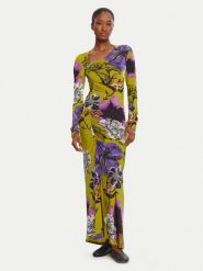 Desigual Sukienka codzienna Neckline Lacroix 25WWVK37 Zielony Slim Fit. Zielone sukienki damskie Desigual, na co dzień, m, bez wzorów, z wiskozy, bez kołnierzyka, bez ramiączek, proste. Za 629.99 zł.