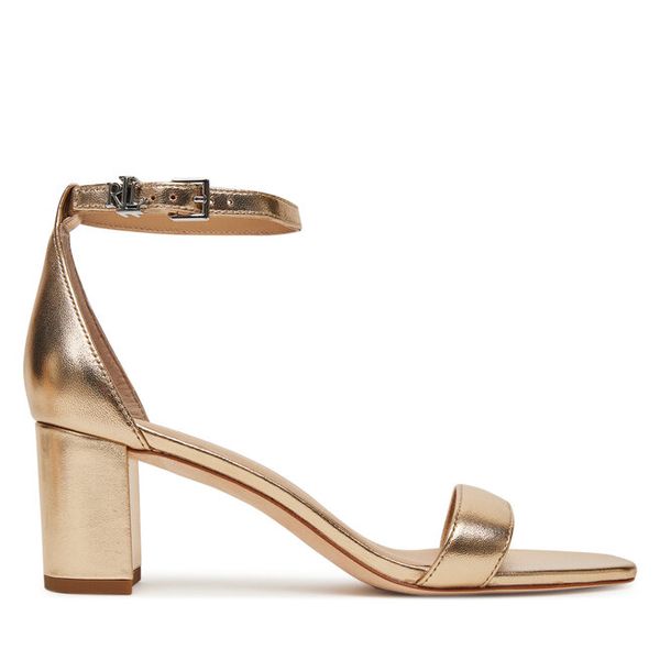 Sandały LAUREN RALPH LAUREN. Żółte sandały damskie Lauren Ralph Lauren, bez wzorów, bez obcasa, na słupku, bez zapięcia. Za 399.99 zł.