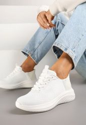 Białe Buty Sportowe Sneakersy z Siateczki na Podeszwie z Tłoczeniami Kortebia. Białe obuwie sportowe damskie Renee, bez wzorów, z jeansu. Za 74.99 zł.