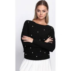 Czarny Sweter Misty Wind. Czarne swetry damskie Born2be, z dzianiny, z okrągłym kołnierzem. Za 59.99 zł.