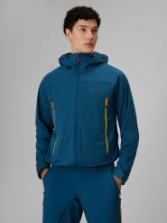 4F Kurtka softshell wiatroodporna membrana 8000 męska - turkusowa XL. Niebieskie kurtki męskie 4f, l, bez wzorów, ze skóry, bez kaptura. Za 399.99 zł.