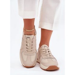 Skórzane Damskie Buty Sportowe Sneakersy Big Star By Daniel Lopez SS2D4043 Beżowe beżowy. Brązowe obuwie sportowe damskie bez wzorów, z materiału. Za 371.03 zł.