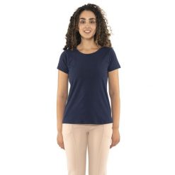 Koszulka z bawełna na co dzień na siłownię. Niebieskie koszulki sportowe damskie LEONE 1947 APPAREL, bez wzorów, z bawełny, sportowe, bez kołnierzyka. W wyprzedaży za 82.10 zł.