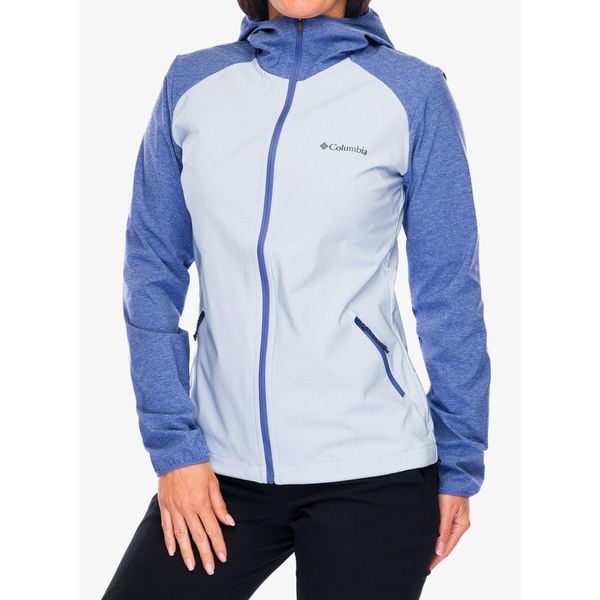 Kurtka softshell damska Columbia Heather Canyon Softshell. Niebieskie kurtki damskie Columbia, bez wzorów, z softshellu, bez kaptura, trekkingowe. Za 303.99 zł.