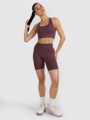 4F Legginsy kolarki treningowe bezszwowe damskie - brązowe XS/S. Brązowe legginsy damskie 4f, l, bez wzorów, z dzianiny. Za 119.99 zł.