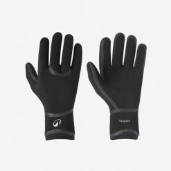 Rękawiczki surfingowe Decathlon 500 z naturalnego kauczuku 3 mm. Czarne rękawiczki męskie Decathlon, bez wzorów, z kauczuku, sportowe. Za 129.99 zł.