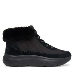 Trzewiki Skechers. Czarne botki damskie Skechers, bez obcasa, na płaskiej podeszwie, bez zapięcia. Za 359.99 zł.