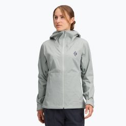 Kurtka przeciwdeszczowa damska Black Diamond Fineline Stretch. Szare kurtki damskie Black Diamond, bez wzorów, bez kaptura, trekkingowe. Za 489.99 zł.