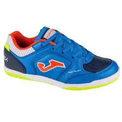 Buty halowe do piłki nożnej chłopięce, Top Flex Jr 24 TPJW IN. Niebieskie buty sportowe chłopięce Joma, bez wzorów, bez zapięcia, do piłki nożnej. Za 139.99 zł.