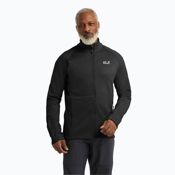 Bluza trekkingowa męska Jack Wolfskin Peak District Full Zip. Czarne bluzy męskie Jack Wolfskin, m, bez wzorów, z materiału, bez kaptura. Za 319.99 zł.